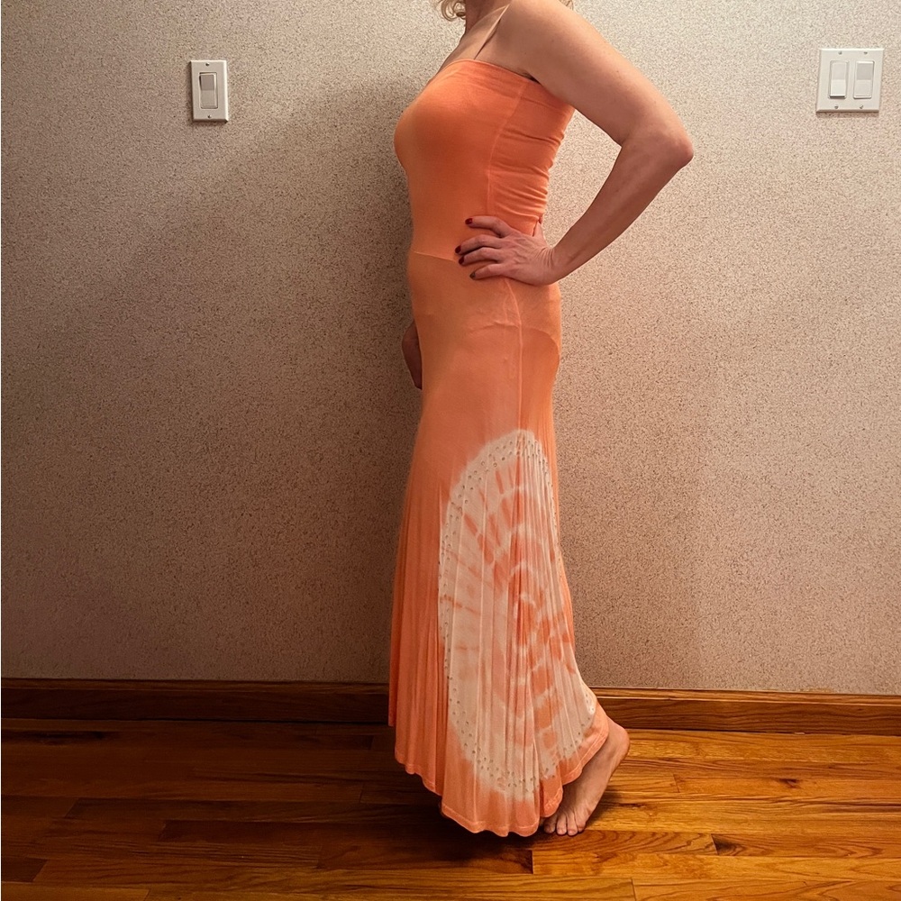 Elegant Peach Tie-Dye Dress. It can also be styled as a skirt.
